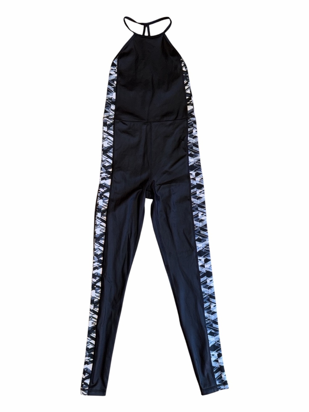 Victoria's Secret Black Halter Jumpsuit with Monochrome Side Panels